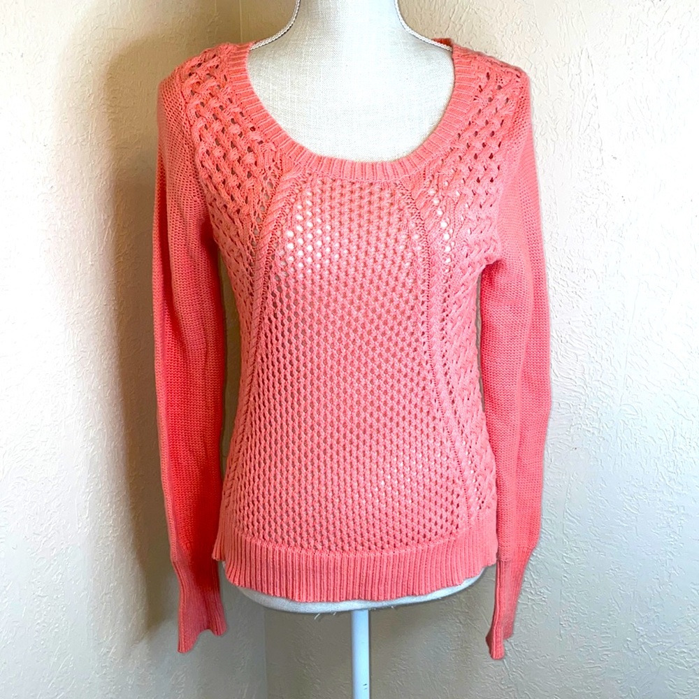 If It Were Me Orange Sherbet Coral Knit Sweater